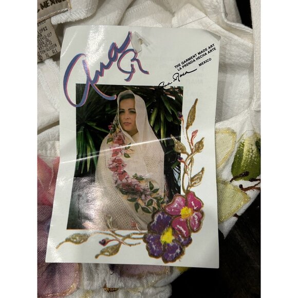 Vintage Ana R NWT Floral Embroidered White Cotton Sleeveless Dress Size Large - Picture 7 of 10